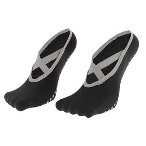 Short Cross-Strap Yoga Five Toe Socks Black 1 Pair